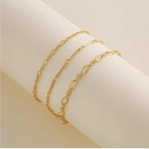 Gold 14k Gold Plated 3pc Bracelet Set - Picture 1 of 2